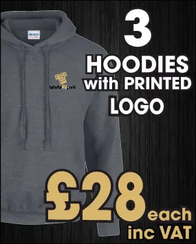 3 x Hoodies with PRINTED LOGO