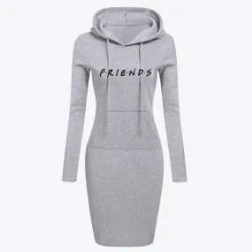 Autumn Winter Women Hoodies Sweatshirts Long-sleeved Dress