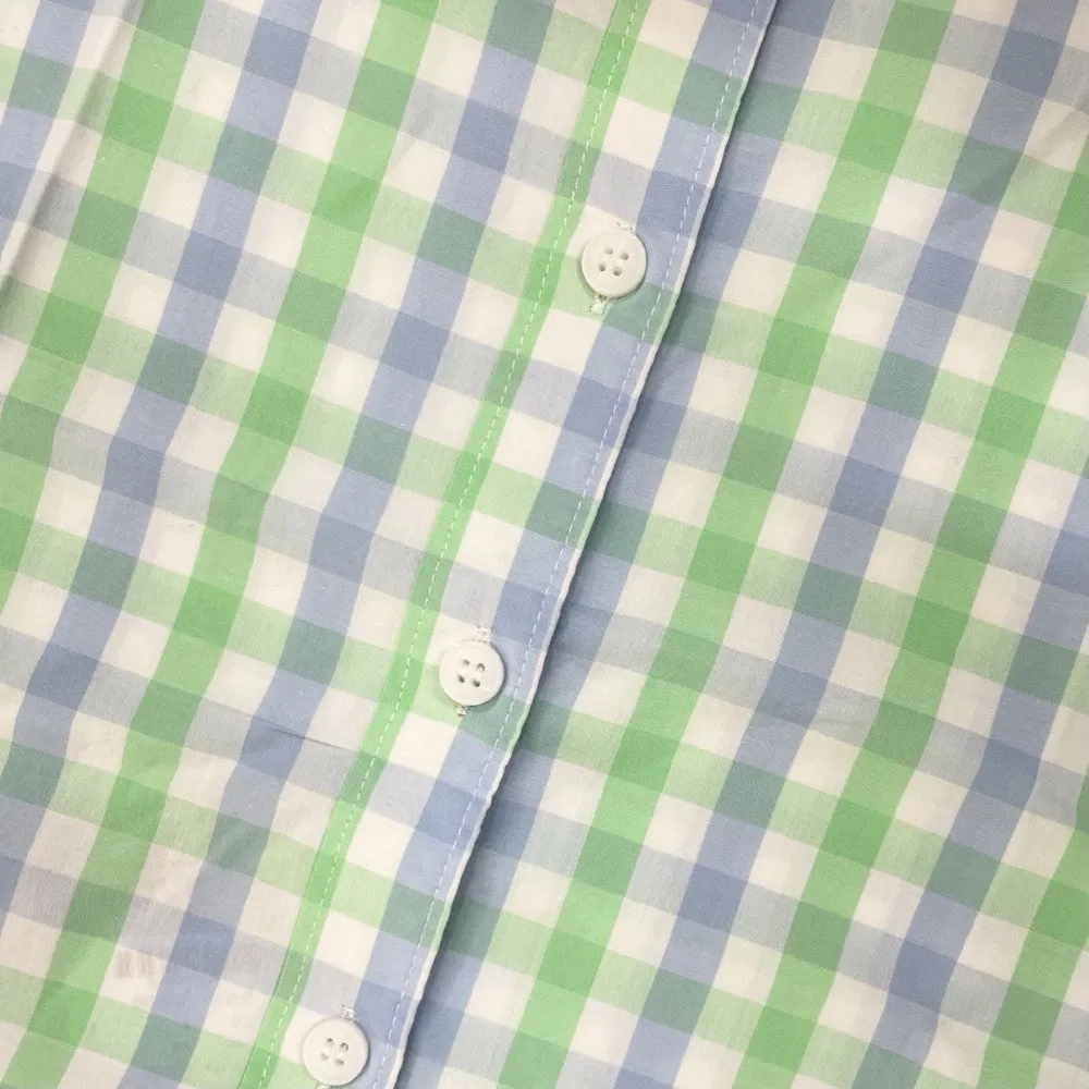 Collar Bow Green Checkered Full Sleeves Shirt