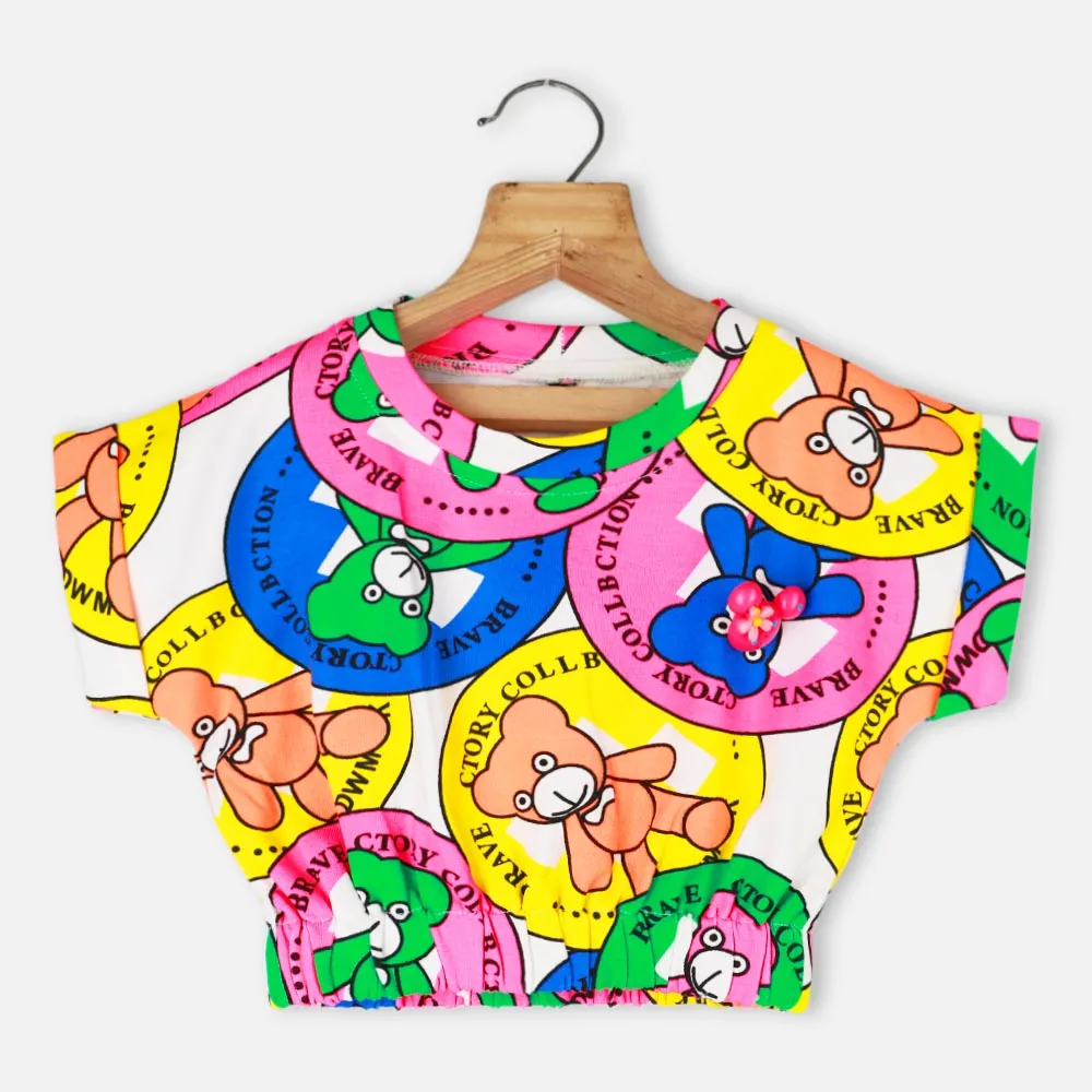 Colorful Bear Theme Top With Joggers Co-Ord Set