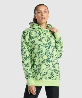 Gymshark Animal Graphic Hoodie - Lime/Dark Green Print