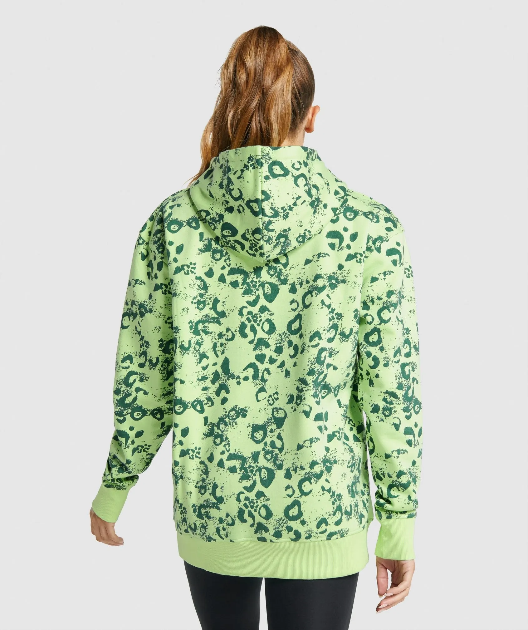 Gymshark Animal Graphic Hoodie - Lime/Dark Green Print