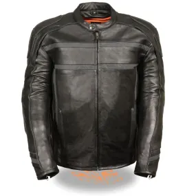 Milwaukee Leather ML2083 Men's Black Vented Reflective Leather Jacket