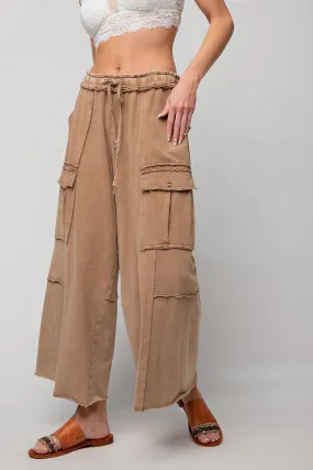 Mineral Wash Wide Leg Cargo Pants