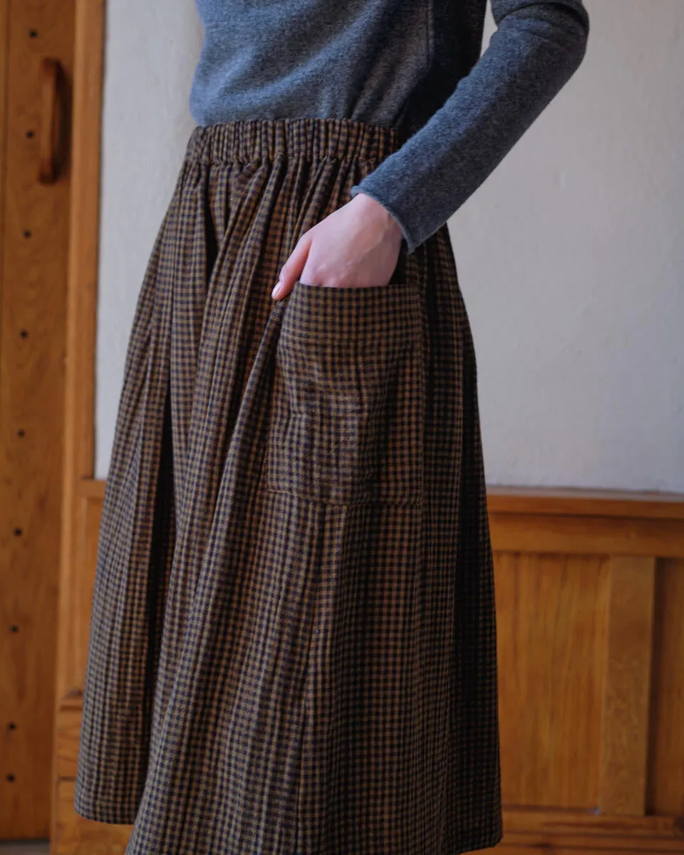 Nora Casual Skirt in Khaki Check