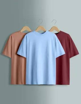 Pack of 3 Oversized Tees: Cork & Dutchcanal & Maroon