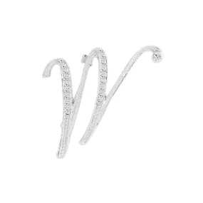 [Silver Initial Letter W] Plated Metal Lapel Pin