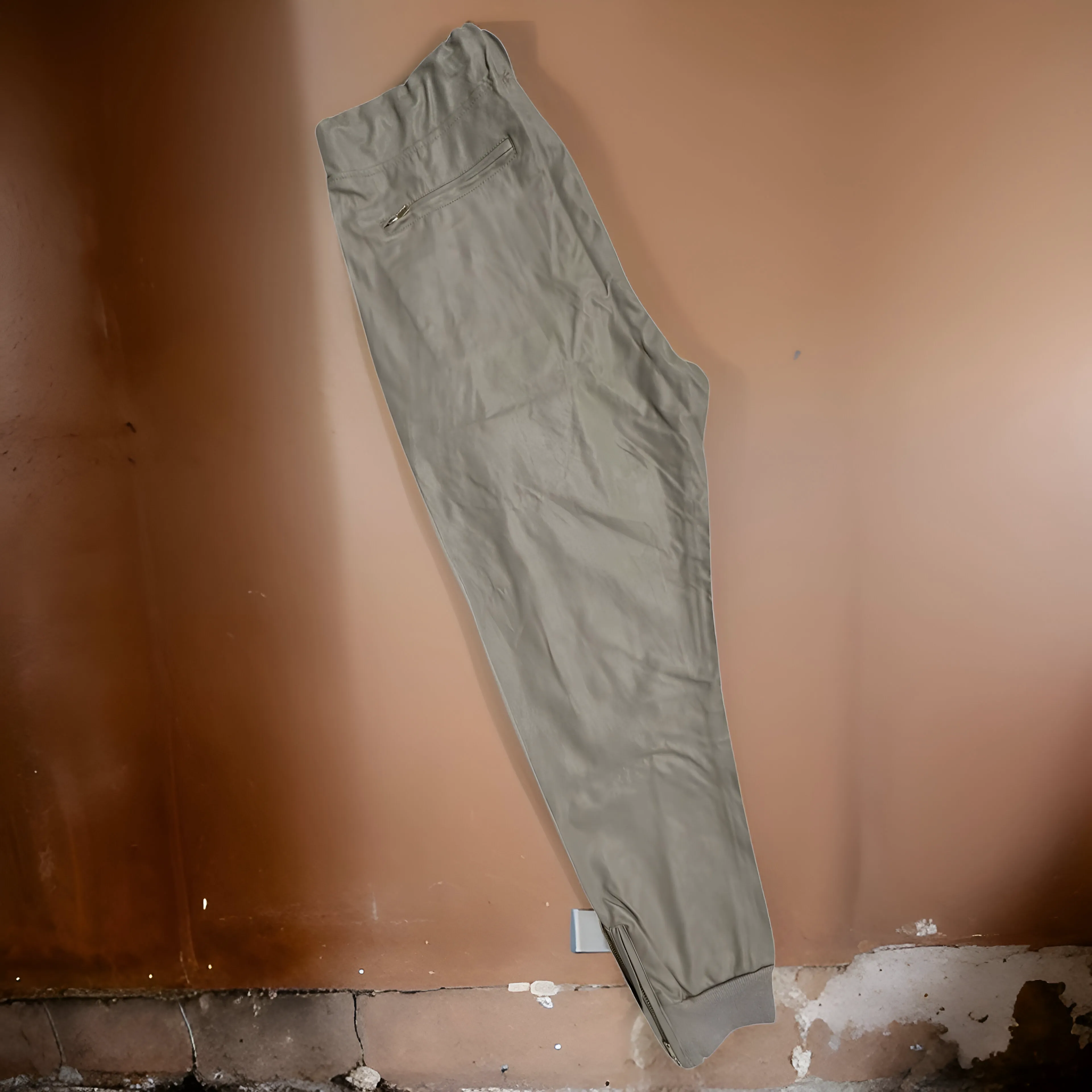 *WELL ESTABLISHED* P.U. (GREY) JOGGER PANTS (LINED) (SIDE ANKLE ZIPS)