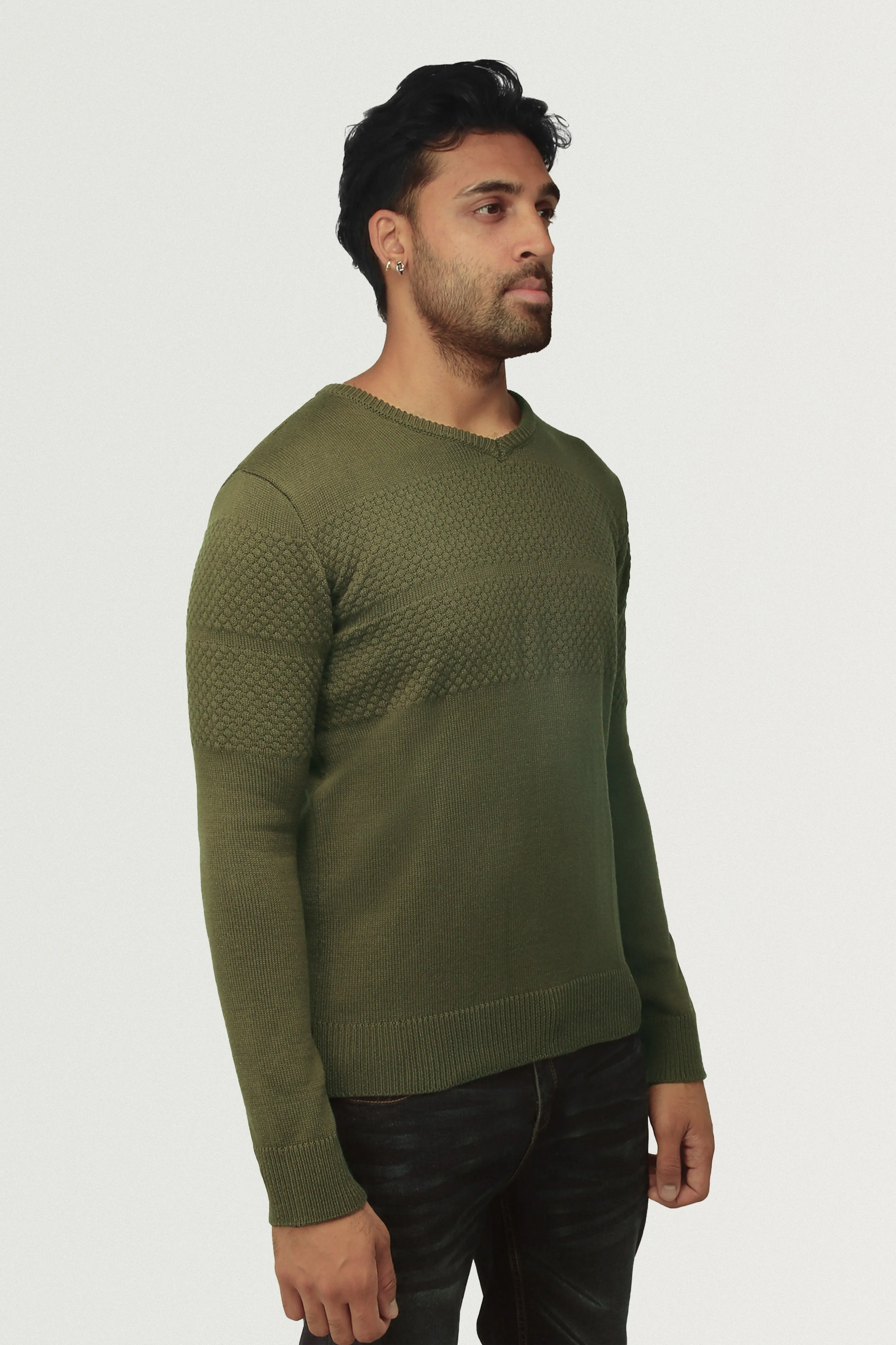 X RAY Men's Honeycomb V-neck Knit Sweater